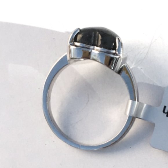 Burmese Black Jade Heart Ring .925 Type A RARE Sterling Silver - Picture 8 of 16